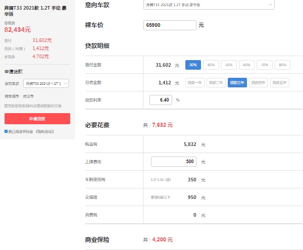 奔騰t33新款最新款多少錢，在售的2021款t33報價8萬